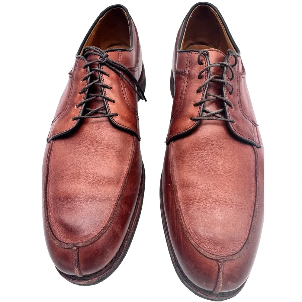 Allen Edmonds Stockbridge Derby Mens 13 D Brown Leather Split Toe Orthotic